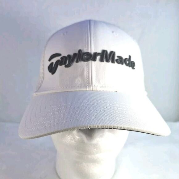 Taylormade White Black Flexfit Baseball Cap Hat Size S/M SLDR Tour Preferred - Picture 1 of 8